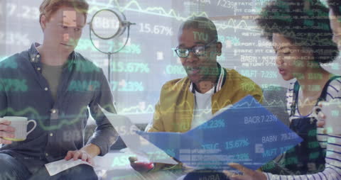 Diverse Business Team Analyzing Financial Data Software Interface