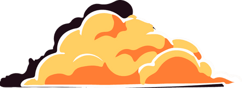 Cartoon smoke puff on transparent background with warm gradients
