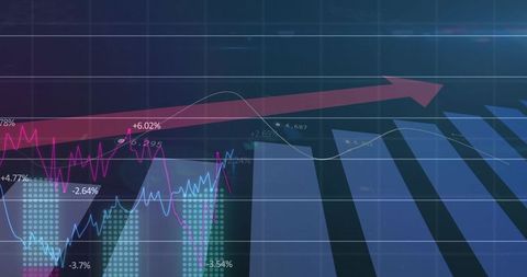 Red arrow indicating upward trend in financial graphs