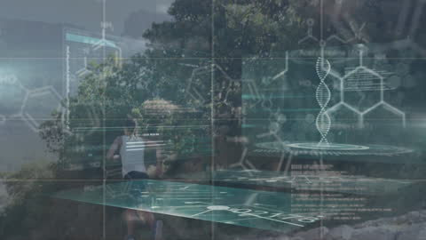 Futuristic Fitness: AI and DNA Animation with Running Woman