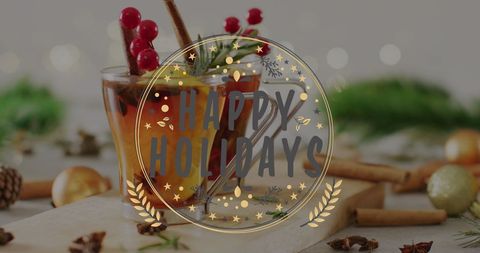 Festive Holiday Design with Seasonal Decorations and Cheerful Text