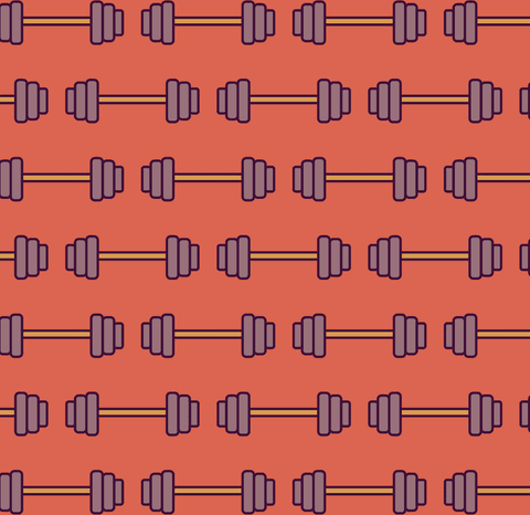 Seamless pattern of weight bars on transparent background for fitness design