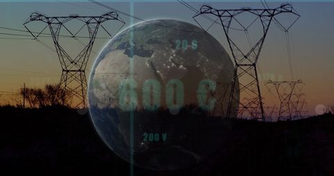Globe and Power Lines Represent Global Energy Concerns - Download Free Stock Images Pikwizard.com