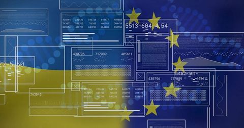 Ukraine and eu digital data integration interface concept