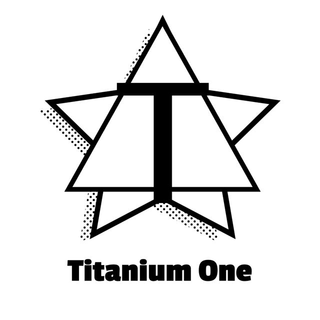 Titanium one text with black t letter on white triangle and star outline on white background - Download Free Stock Videos Pikwizard.com