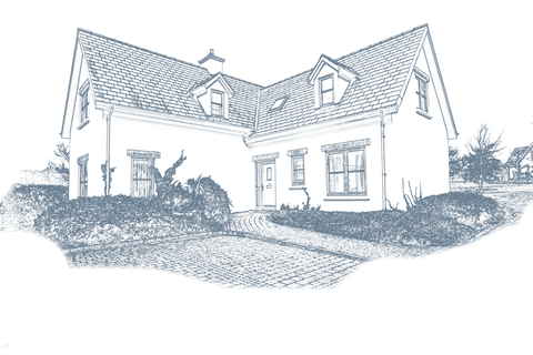 Isolated country house and garden illustration with transparent background