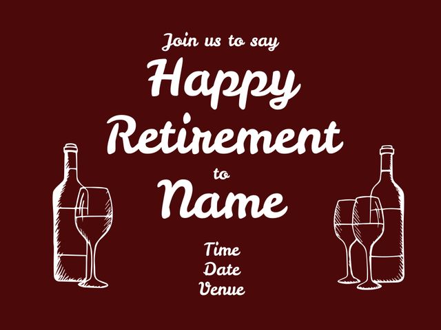 Elegant Retirement Celebration Invitation with Wine Theme - Download Free Stock Templates Pikwizard.com