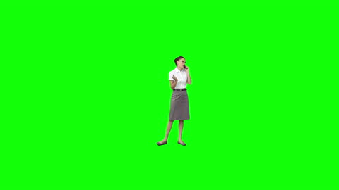 Professional Woman Talking on Mobile Phone on Green Screen