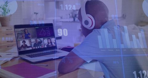 Teen Student Engaged in Virtual Online Class at Home