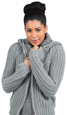 warm and chic winter fashion with gray knit sweater - Download Free Stock Videos Pikwizard.com