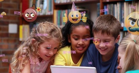 Children Engaging with Tablet Amidst Digital Effects in Classroom