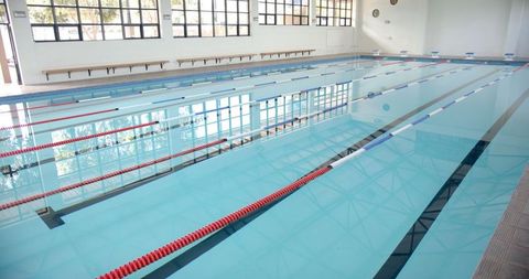Indoor swimming pool with racing lanes for training