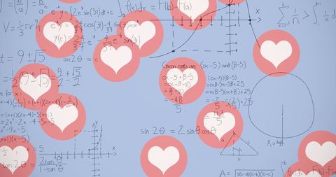 Overlapping Hearts and Mathematical Equations Creative Overlay - Download Free Stock Images Pikwizard.com