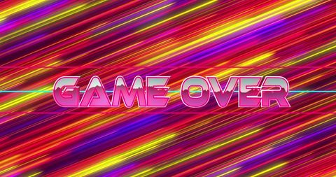 Vibrant game over banner with neon glow effects