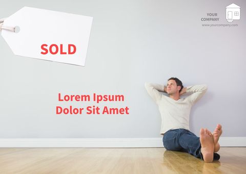 man relaxing under sold sign indicating success in real estate - Download Free Stock Templates Pikwizard.com