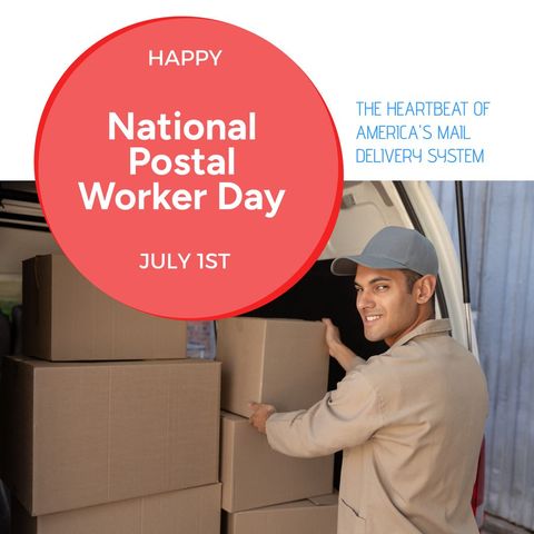 Postal Worker Celebrates National Postal Worker Day with Delivery - Download Free Stock Templates Pikwizard.com