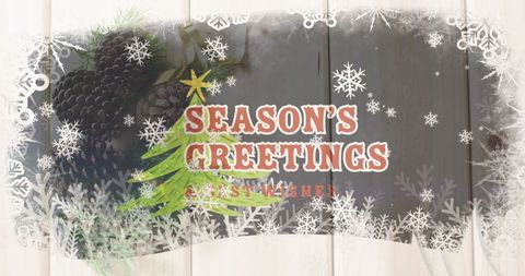 Festive Greeting Card with Holiday Decorations and Pinecones