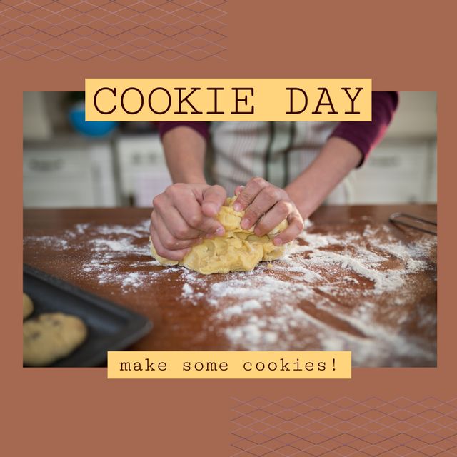 Baking Cookies on Cookie Day with Hand-Kneading Dough - Download Free Stock Templates Pikwizard.com