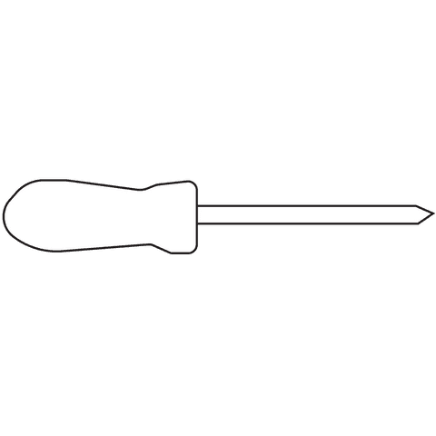 Digital illustration of a white screwdriver on a transparent background, featuring simple and clean design. Suitable for graphic design projects, educational resources, and DIY tool guides. Can also support teaching aids and software or app design requiring tool icons.