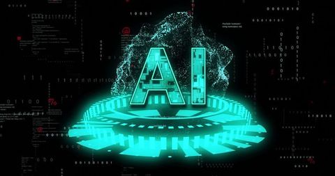 Futuristic AI Concept with Glowing Digital Elements