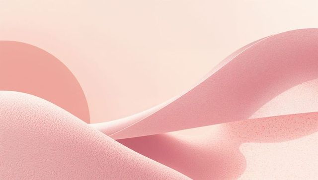 Pink curvilinear dunes with ribbon forms and textured gradient minimalist sculpture
