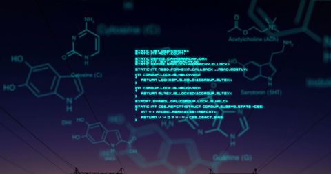 digital fusion of computer code and chemical structures at sunset - Download Free Stock Images Pikwizard.com