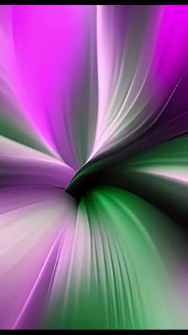 Vertical Abstract Video Pulsing Purple-Green Swirl with Fluid Ribbons