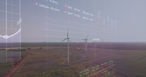 Wind Farm and Digital Data Interface Overlay Concept - Download Free Stock Images Pikwizard.com