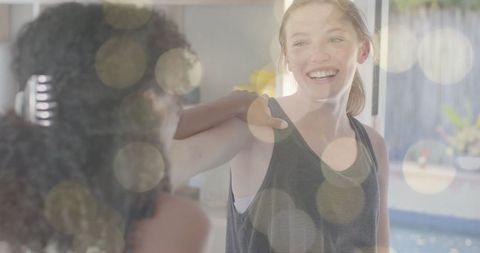 Diverse Teenage Friends Joyful at Home Yoga Session