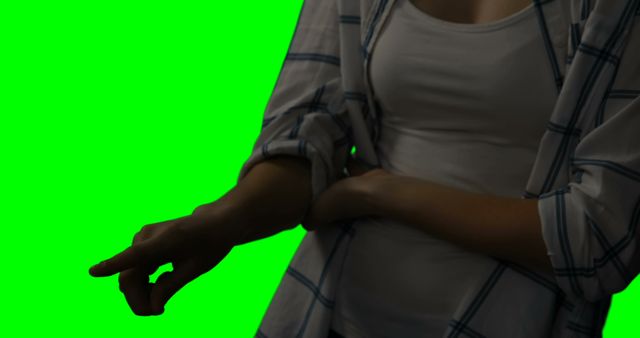 Person Gesturing with Hand Pointing on Green Screen Background - Download Free Stock Images Pikwizard.com