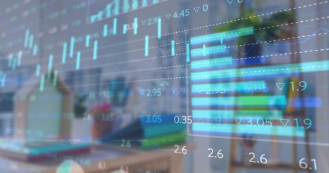 Financial Data Graphs Displayed Over Modern Office Interior - Download Free Stock Images Pikwizard.com