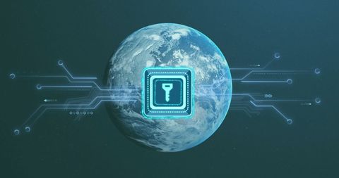digital key and data system over planet earth - Download Free Stock Images Pikwizard.com