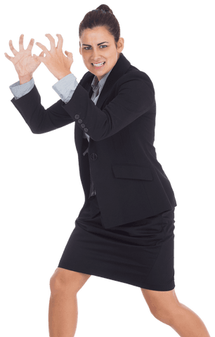 Transparent background of angry businesswoman gesturing frustration