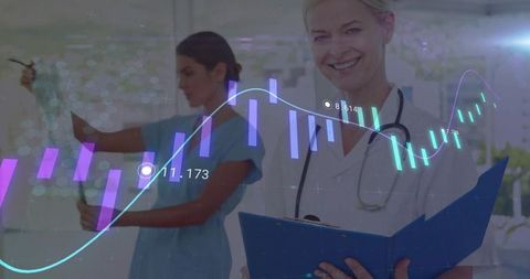 Healthcare professionals analyzing data and preparing equipment