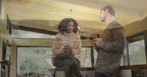 Couple Enjoys Cozy Moment in Modern Minimalist Kitchen