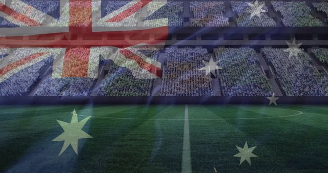 Australian Flag Overlaying Sports Stadium with Crowd - Download Free Stock Images Pikwizard.com