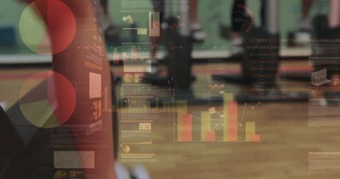 Digital Financial Analytics Over Gym Workout Scene