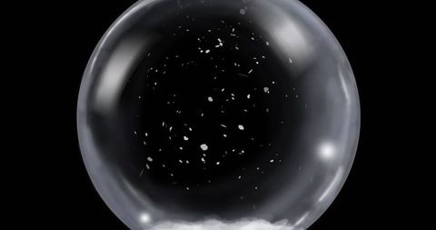 Futuristic Glowing Sphere with Floating Particles in Black Space