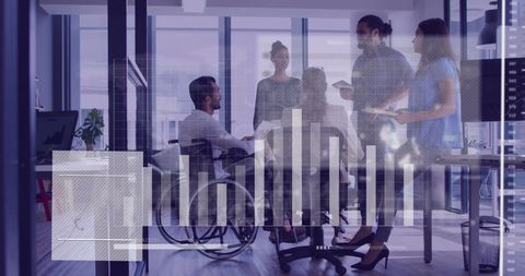 Diverse Team Analyzing Financial Data in Corporate Office Environment