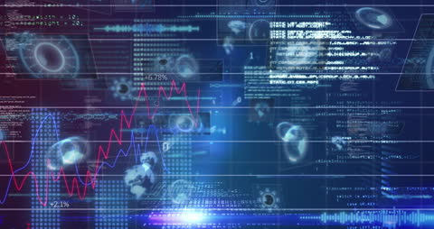 Futuristic Data Processing with Global Tech Elements Animation