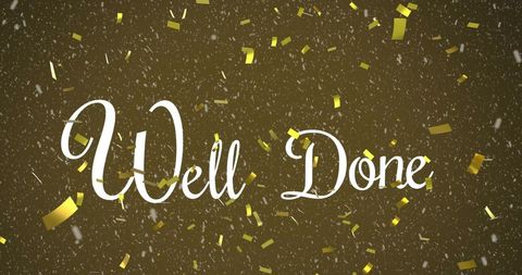 Well Done Typography Celebration with Golden Confetti - Download Free Stock Images Pikwizard.com