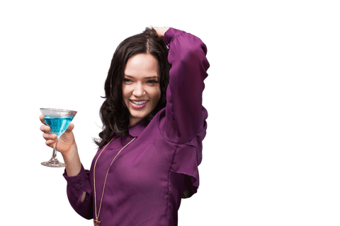 caucasian woman celebrating with blue drink on transparent background - Download Free Stock Videos Pikwizard.com