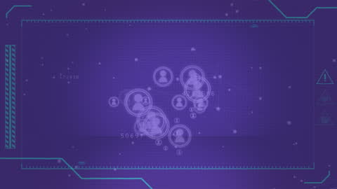 Futuristic Blue Interface with Digital Global Connections Display