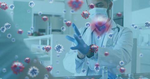 Doctor analyzing covid-19 cells in medical setting