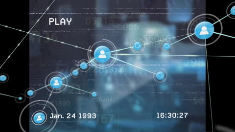Futuristic Network Design with Data Elements and Profile Icons