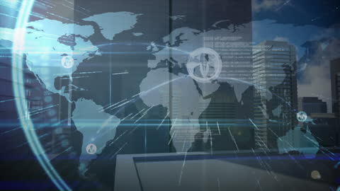 Global Network Connections Over Modern Cityscape