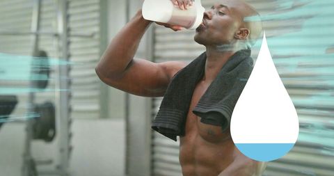 Athletic Man Hydrating After Intense Workout