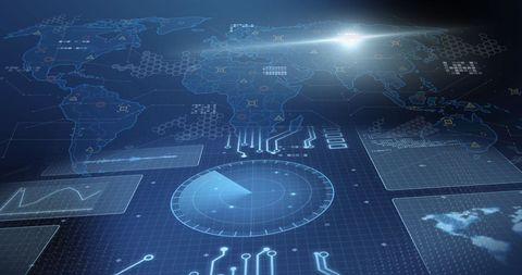 Digital Overlay of Global Data Processing Technology - Download Free Stock Images Pikwizard.com