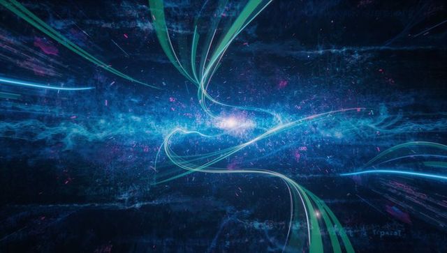 Futuristic Neon Light Trails in Virtual Data Space