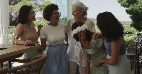 Joyful Bachelorette Party Celebration, Women Sharing Moments Outdoors